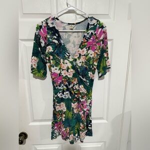 Hering - Tropical Floral Midi Rompers - Multicolor